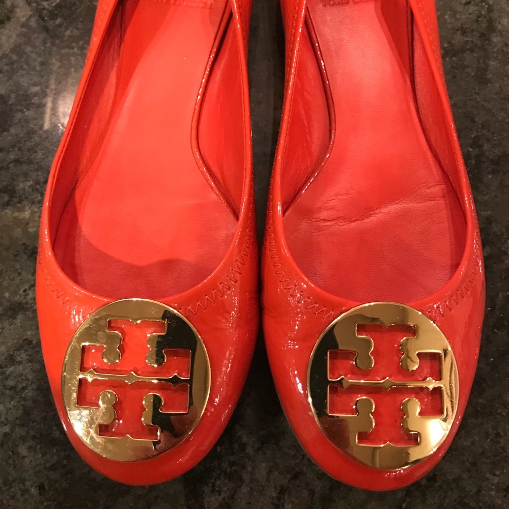 Tory Burch orange reva ballet flats size 8.5